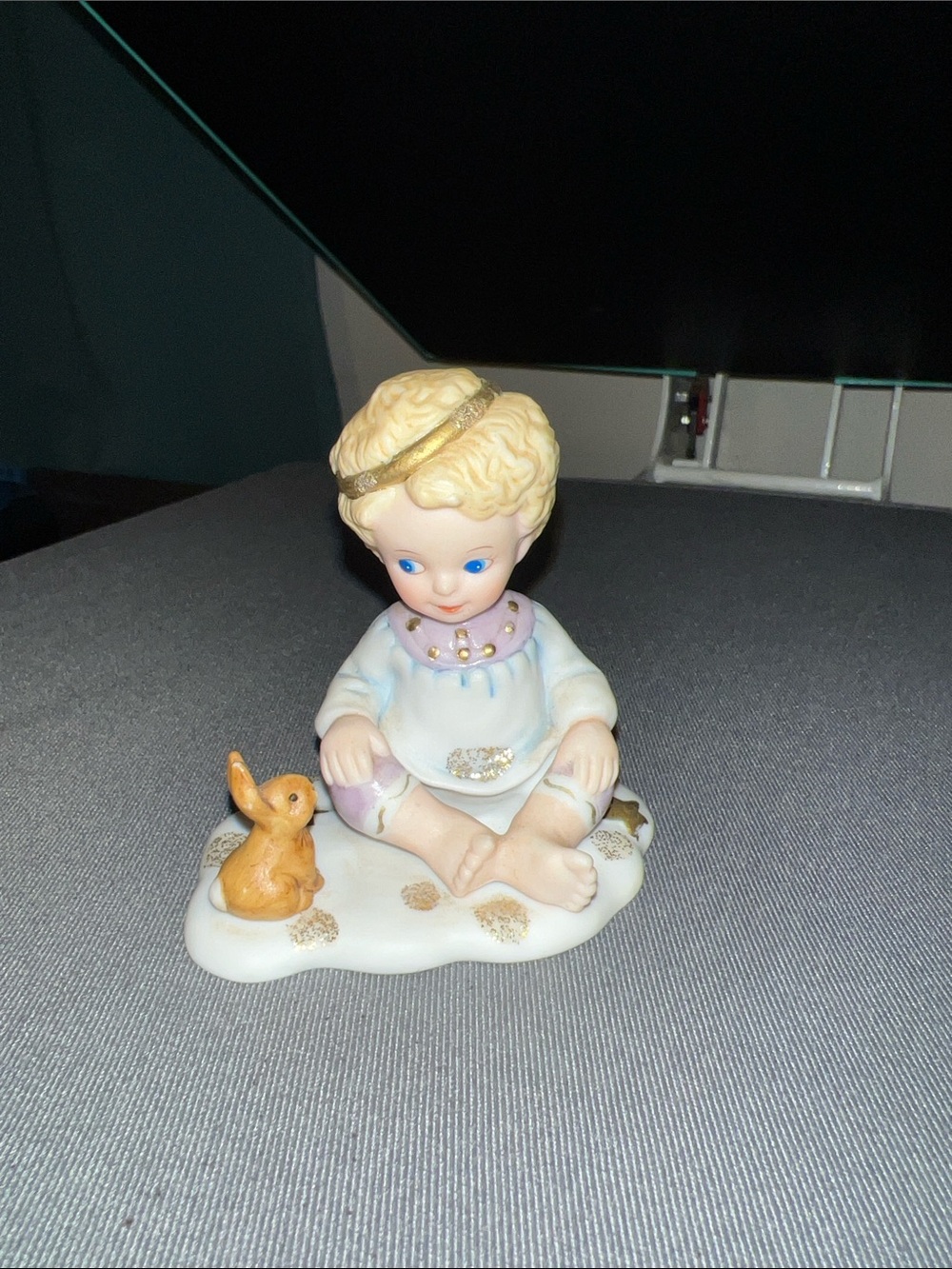 LITTLE GIRL W BUNNY CERAMIC FIGURE